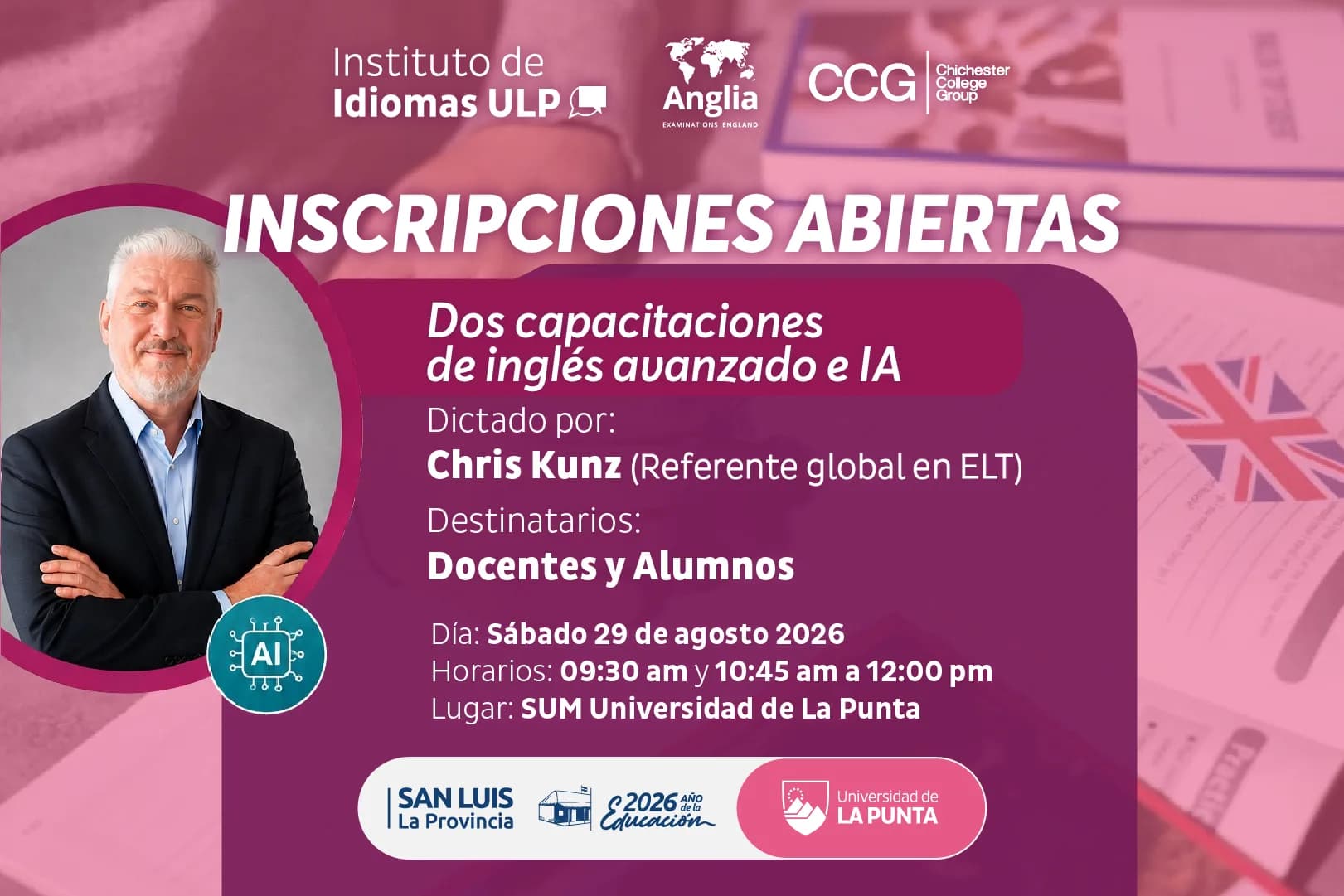 Un experto internacional dictará talleres para incorporar la IA en el estudio del inglés