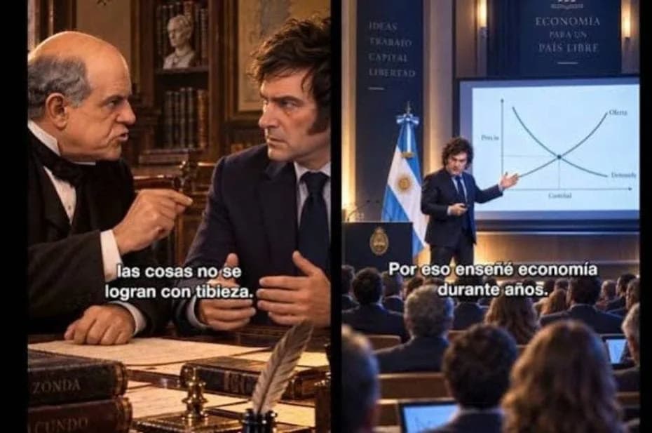 Javier Milei publicó un video hecho con IA por el Día del Maestro en el que se compara con Sarmiento.