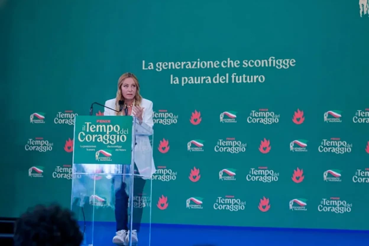 La primera ministra italiana Giorgia Meloni asiste a Fenix, el festival juvenil de la FdI, en Roma, el domingo 20 de septiembre de 2026.