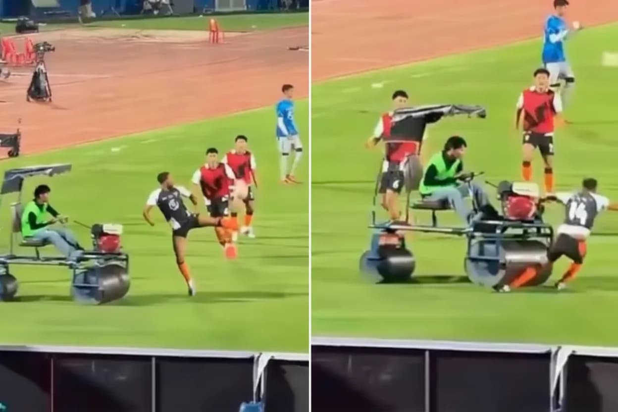 El hecho fue grabado por uno de los hinchas que asistió al partido.