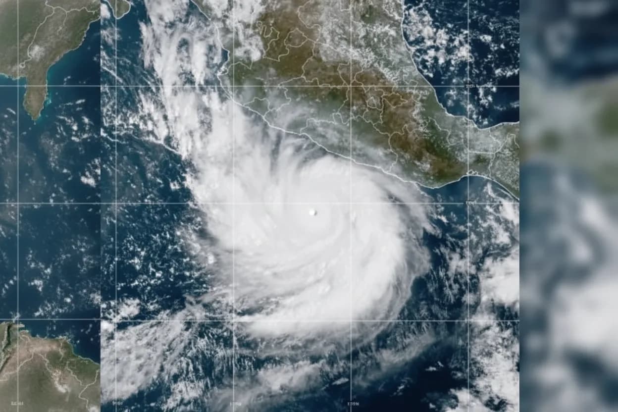 Esta fotografía, proporcionada por la NOAA, muestra al huracán Polo intensificándose en el océano Pacífico frente a la costa de México el martes 22 de septiembre de 2026.