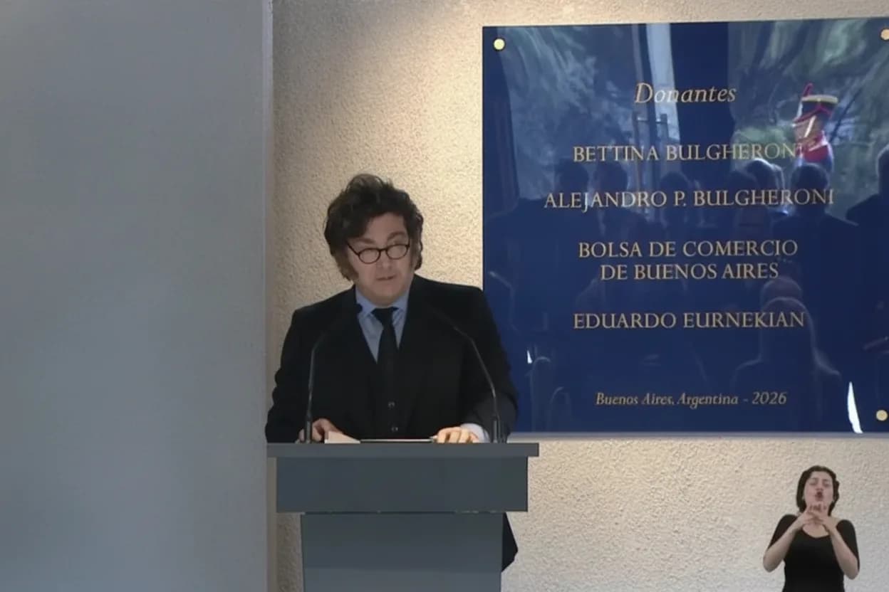 El presidente Javier Milei durante la inauguración del Museo del Regimiento de Granaderos a Caballo “General San Martín”.