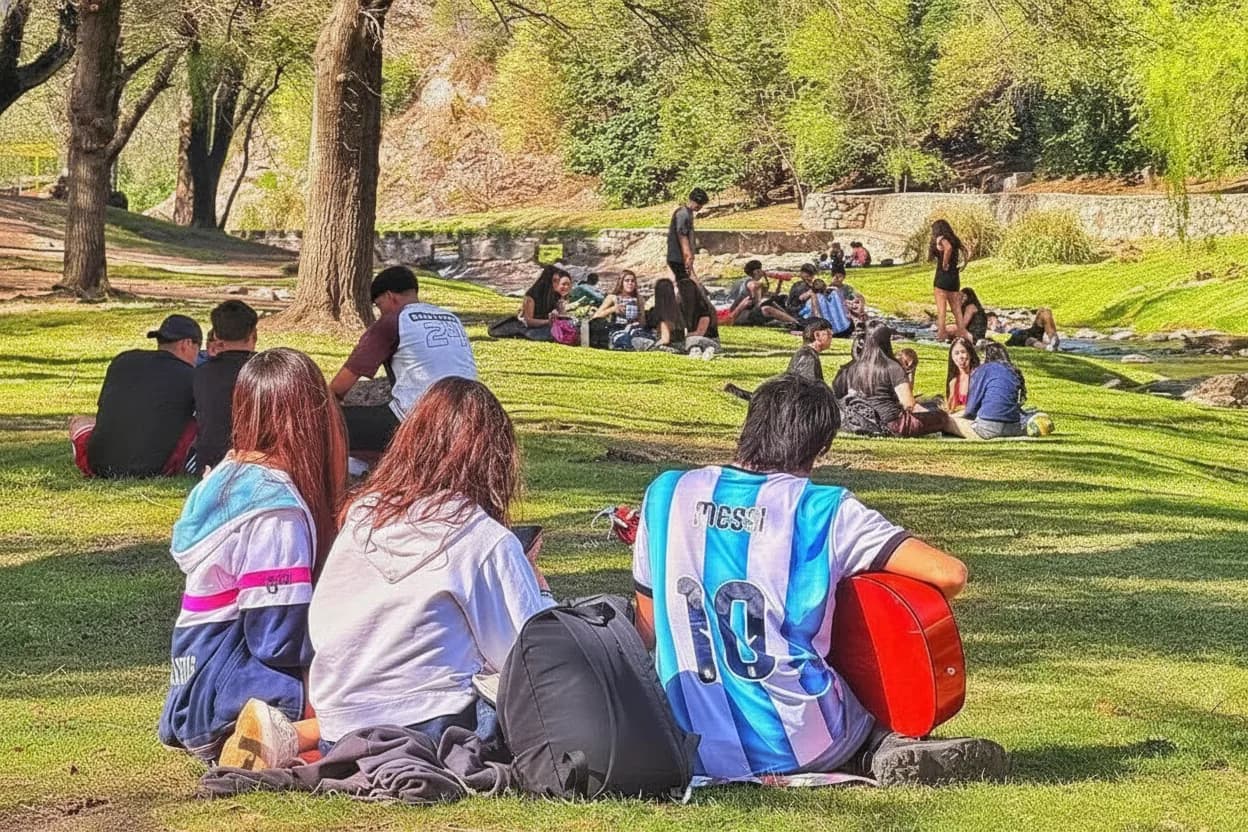 Multitudinaria llegada de jóvenes a El Trapiche por los festejos estudiantiles
