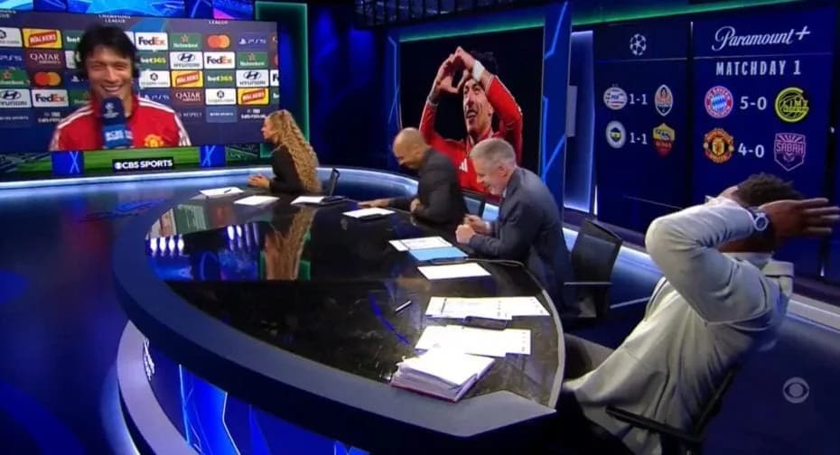 El defensor argentino del Manchester United protagonizó un divertido momento con el exfutbolista inglés en un reportaje.