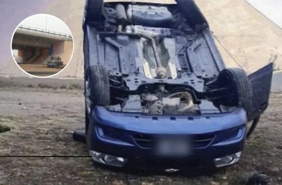 San Luis: una mujer volcó con su auto en una colectora y terminó hospitalizada.