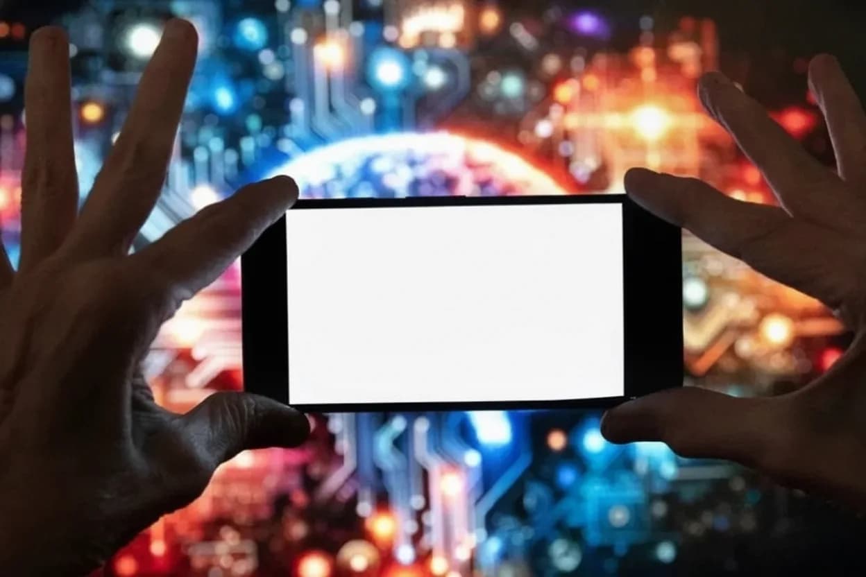 El logo de OpenAI, visto en la pantalla de un celular frente a una imagen generada por el modelo Dall-E de texto a imagen de ChatGPT, el 8 de diciembre de 2023, en Boston.