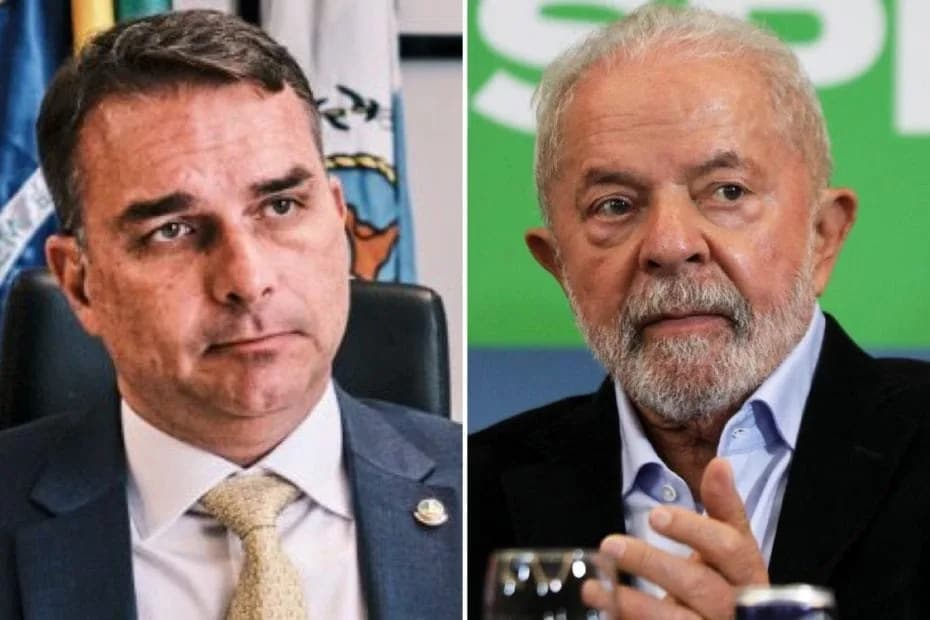 Flávio Bolsonaro y Lula da Silva.