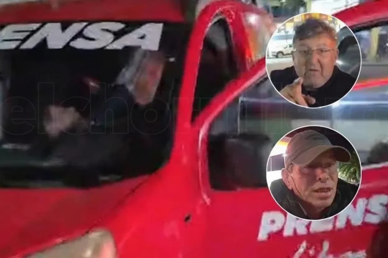El momento de la agresión a "Copito" Ocampos cuando estaba adentro de su camioneta.