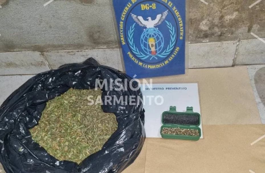 Nogolí: secuestraron marihuana valuada en más de $4 millones durante un allanamiento por robo.