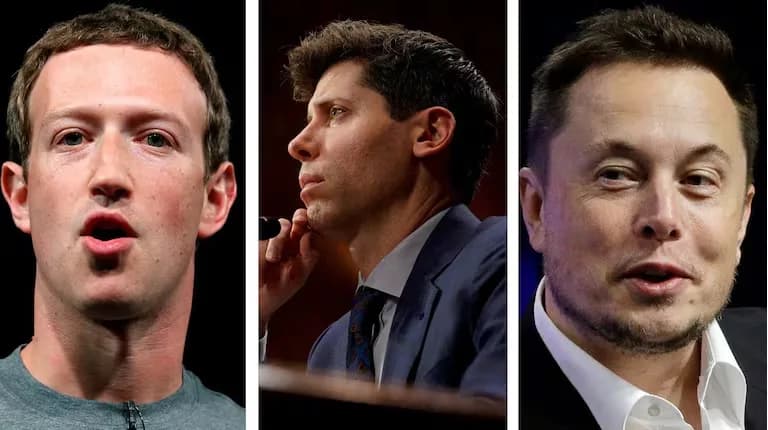 Mark Zuckerberg, Sam Altma y Elon Musk.