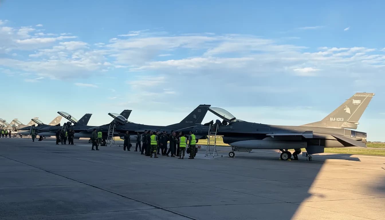 Seis F-16 llegaron a Río Cuarto.