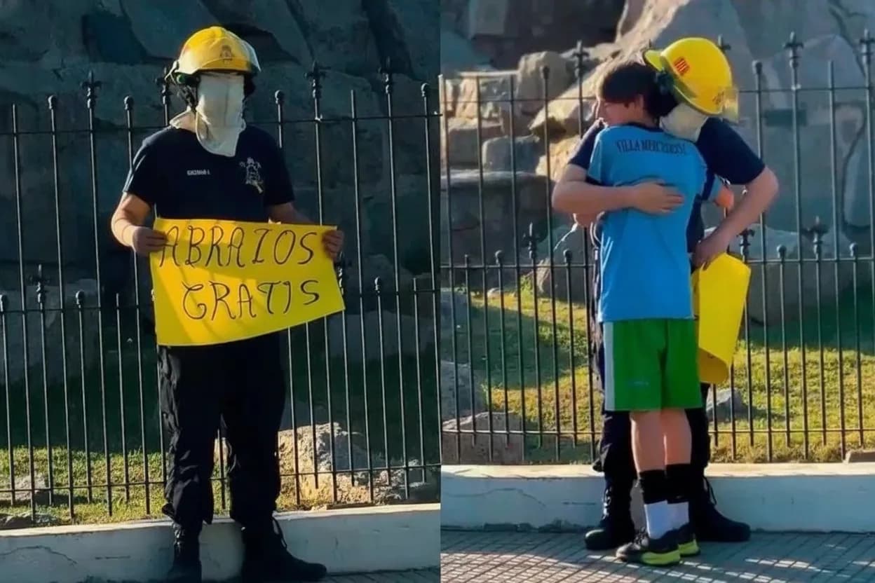 Bomberos de Villa Mercedes promueven la prevención del suicidio con una jornada de "abrazos gratuitos"