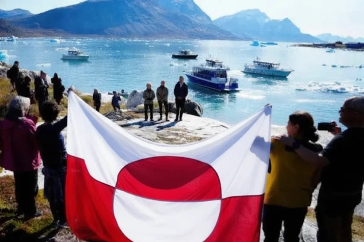 La primera ministra de Dinamarca, Mette Frederiksen, el líder del gobierno de Groenlandia, Jens-Frederik Nielsen, y la presidenta de la Comisión Europea, Ursula von der Leyen, visitan Qoornoq, Groenlandia, el 6 de septiembre de 2026.