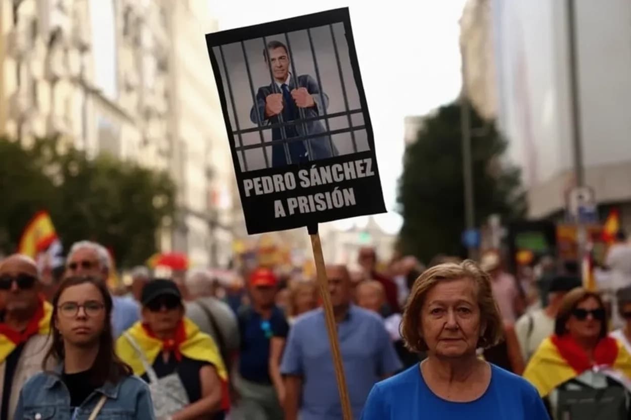 Miles de españoles marcharon en Madrid contra Pedro Sánchez: pidieron elecciones inmediatas y que lo juzguen por traidor.