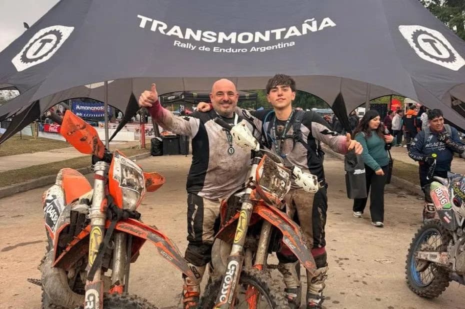 Fernando Grosso y su hijo Felipe, de 14 años.
