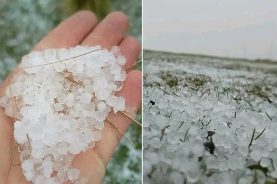 La caída de granizo sorprendió en el Filo de Villa de Merlo.